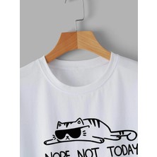 DAXİS Sportwear Company Crop Kedi Baskılı Tshirt