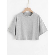 DAXİS Sportwear Company DAXİS Kadın Crop Tişört Siyah Renk Bisiklet Yaka %100 Pamuklu Konforlu Stil