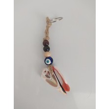 Hd Marketim Hasır Renkli Ahşap Boncuklu Nazar Anahtarlık Çanta Süsü 11873