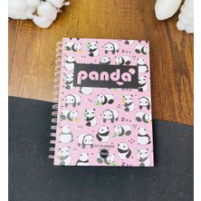 Giftmoda Panda Tasarımlı Çizgili Spiralli Defter