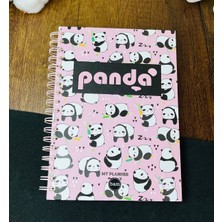 Giftmoda Panda Tasarımlı Çizgili Spiralli Defter