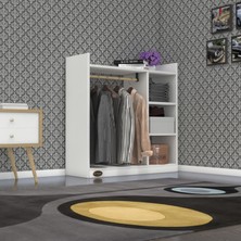 Kenz Life Kenzlife Modern Giysi Dolabı Kapaksız 4 Raflı Suntalam Malzeme 90x90x30 cm