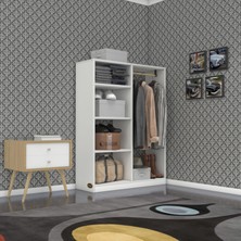 Kenz Life Kenzlife Giysi Dolabı Taci 120*090*30 cm Beyaz Kapaksız Suntalam Malzemeden Geniş Depolama Alanı
