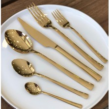 Roy Kıng Mercan 36 Parça Parlak Gold Çatal Bıçak Kaşık Takımı Rsk 003