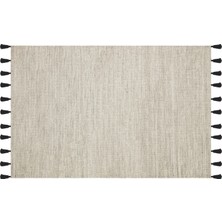 Rugs Modern Moroccan 9005 Siyah Püsküllü Kum Beji Bohomian ve Modern Kilim