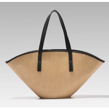 Black Ribbon Breeze Hasır Plaj Çantası