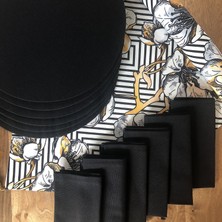 Desenizmir Amerikan Servis Taç Yaprak Desen Takım 6 Supla, 6 Kumaş Peçete ve Runner Örtü Kombin 3