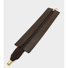 Angel Çanta Aksesuar Kahverengi Renk 28 cm Derili Fermuar Light Gold Metalli