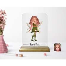 BK Kişiye Özel Kız Çocuk Peri Karikatürlü Ahşap Standlı Çerçeve