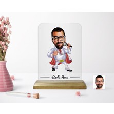 BK Kişiye Özel Elvis Karikatürlü Ahşap Standlı Çerçeve