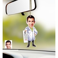 BK Kişiye Özel Bay Göz Doktoru Karikatürlü Ahşap Araba Dikiz Ayna Süsü