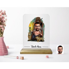 BK Kişiye Özel Viking Karikatürlü Ahşap Standlı Çerçeve