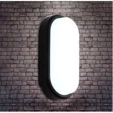 Ucuz Geldi Balkon Lambası Teras Lambası Oval Siyah Duvar Lambası 15W Beyaz LED Işık Banyo Lambası Tavan Lambası
