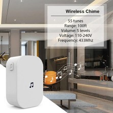 Xinhang Ev Güvenlik 100DB 300 M Uzaktan Kumanda Kablosuz Video Kapı Zili 433 Mhz Su Geçirmez Fiş Akıllı Wifi Kapı Zili Chime Kapı Zili (Beyaz) (Yurt Dışından)