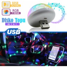 C9 Müziğe ve Sese Duyarlı Micro USB Girişli Araç Içi Mini Disko Topu Parti Android
