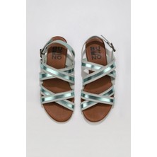 Bueno Shoes Yeşil Parlak Deri Kadın Düz Sandalet