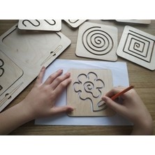 Ankebut Montessori Tablalı Iki El Kas Hareketleri Için Çizgi Çalışma Şablonları