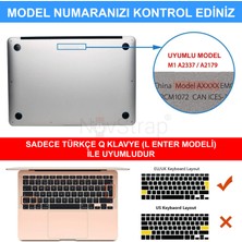 NovStrap Apple MacBook Air 13 Inch M1 Çip A2337 Uyumlu Alt Üst Parlak Kılıf + Siyah Klavye Kılıfı + Film