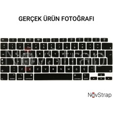 NovStrap Apple MacBook Air 13 Inch M1 Çip A2337 Uyumlu Alt Üst Parlak Kılıf + Siyah Klavye Kılıfı + Film