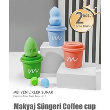 Mei Coffee Cup Hijyenik Makyaj Süngeri Baby Blue 1 Pro + 1 Mini