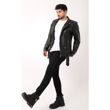 Stil Kombin Kuzey Beli Kemerli Suni Deri Ceket Bl 1261