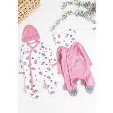 Babymod Çilek Desenli 2'li Uzun Kollu Kız Bebek Tulum Takım