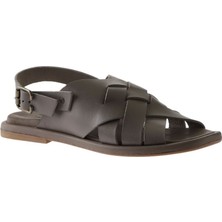Bueno Shoes Gri Deri Kadın Düz Sandalet