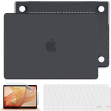 Novstrap Apple MacBook Air 13 Inç 2021 M1 Çip A2337 Uyumlu Mat Frosted Kılıf + Klavye Kılıfı + Film