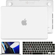 Novstrap Apple MacBook Pro 2021 M1 16.2 Inc A2485 Uyumlu Mat Kılıf + Siyah Klavye Kılıfı + Film