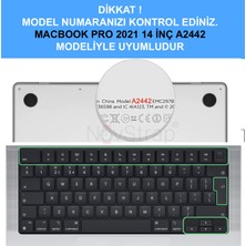 Novstrap Apple MacBook Pro 2021 M1 14.2 Inc A2442 Uyumlu Parlak Kılıf + Siyah Klavye Kılıfı + Film