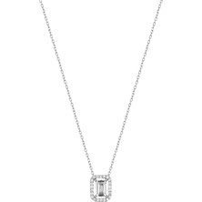 Baget Taşlı Pırlanta Model Gümüş Kolye