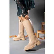 Riccon Nude Kadın Fermuarlı Çizme 0012212