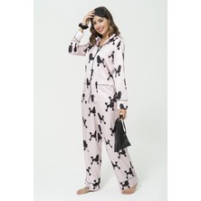 For You Sleepwear 6'lı Köpek Desen Pembe Saten Pijama Takımı S27221