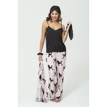 For You Sleepwear 6'lı Köpek Desen Pembe Saten Pijama Takımı S27221