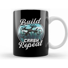 Build Crash Repeat Funny Drone Pilot Flying Pun Kupa Bardak Porselen
