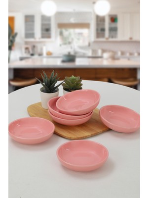 Keramika Pembe Halka Çerezlik/Sosluk 13 Cm 6 Adet