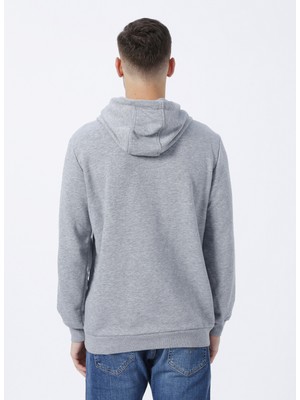 Aeropostale Kapüşon Yaka Baskılı Gri Melanj Erkek Sweatshirt E-1276