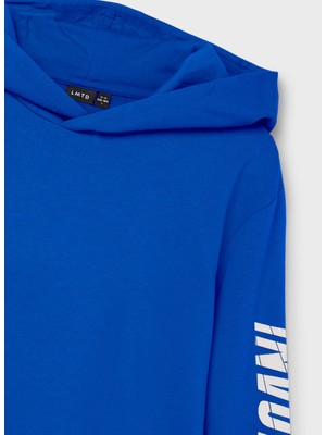 Lmtd Baskılı Erkek Çocuk Mavi Sweatshirt Nlmnolved Ls Sweat W. Hood