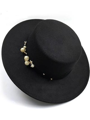 Xinhang Pearl Chapeau Femme Vintage Moda Siyah Üst Fedora Şapka Erkekler Sombrero Bowler Kilisesi Trilby Şapkalar Kadınlar Için | Erkekler Fedoraları