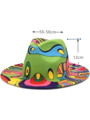 Xinhang Geniş Ağız Yün Şapka Yeni Palyaço Graffiti Fedora Şapka Erkekler ve Kadınlar Moda Panama Şapka Retro Etnik Büyük Brim Şapka Düğün Şapka | Mens Fedoras