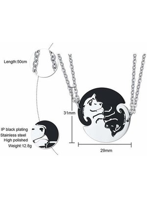 Xinh Çiftler Takı Paslanmaz Çelik Bölünmüş Bulmaca Yin Yang Köpek Kolye Dostluk Kolye (Yurt Dışından)