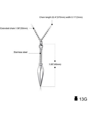 Xinhang (Gümüş) Kişiselleştirilmiş Erkek Kadın Paslanmaz Çelik Spearhead Kolye Kolye (Yurt Dışından)