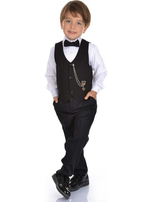 Mnk Baby 3 Yaş Yelekli Smokin Takım Siyah Erkek Çocuk İçin Şık ve Rahat Tasarım