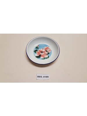 Begüldan Pembe Çiçekli Çinko -Emaye Tabak R=16 cm  BEG_4189