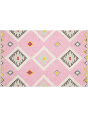 Rugs Modern Rustik 4025 Açık Pembe Etnik Desen Kilim