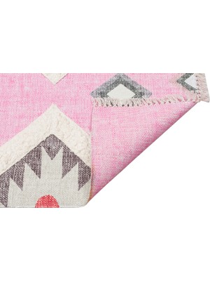 Rugs Modern Rustik 4025 Açık Pembe Etnik Desen Kilim