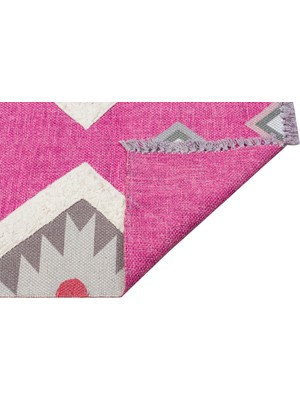 Rugs Modern Rustik 4021 Fuşya Iskandinav Geometrik Kilim