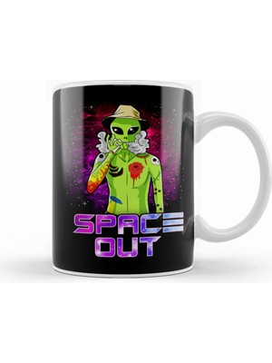 Humuts Space Out Hipster Alien Smoking & Spacing Out Hipster Ufo Kupa Bardak Porselen