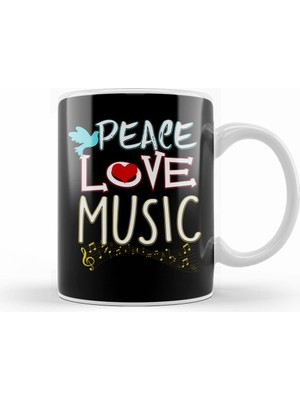 Humuts Cute Peace Love Music Hippie Hipster Festival Kupa Bardak Porselen