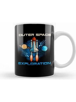 Humuts Outer Space Exploration Rocket Astronaut Kupa Bardak Porselen